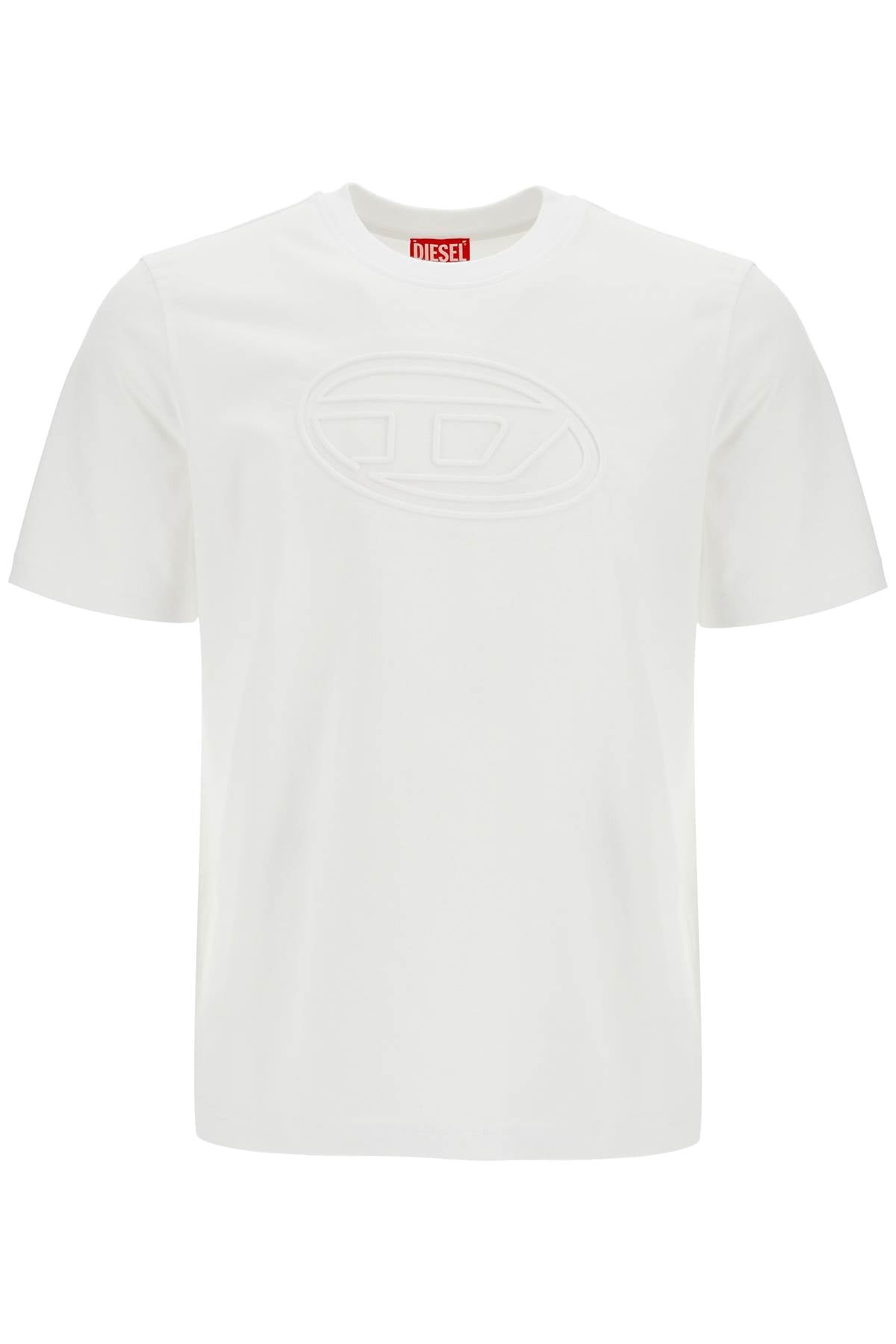 Diesel white cotton t-shirt with embossed logo t-adjust-bigoval Topwear Diesel