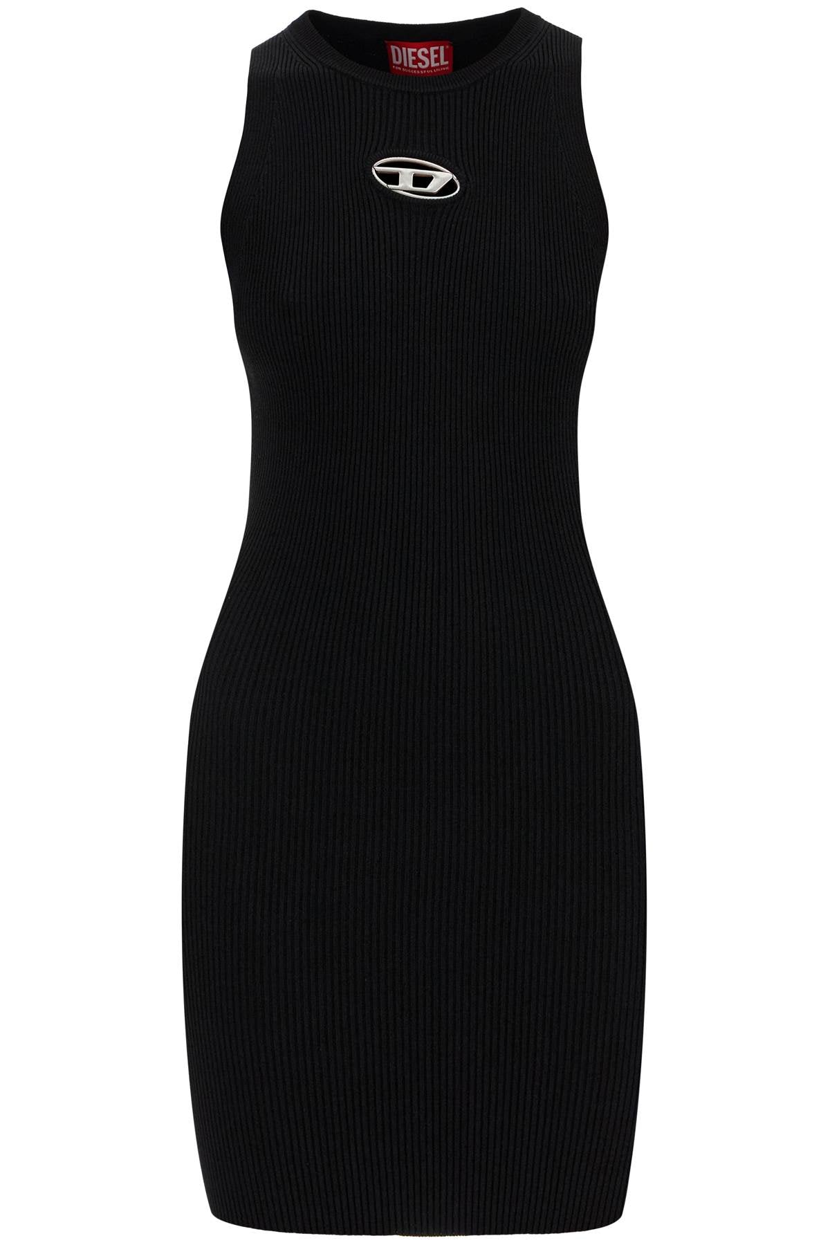 Diesel black ribbed viscose dress with wide neckline Dresses Diesel