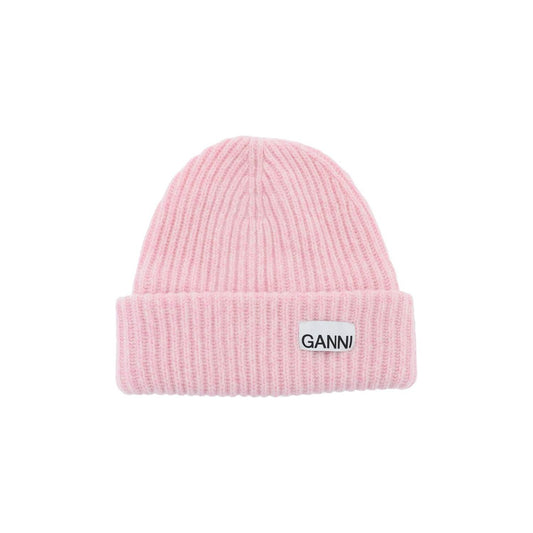 Ganni beanie hat with logo patch Scarves Hats & Gloves Ganni