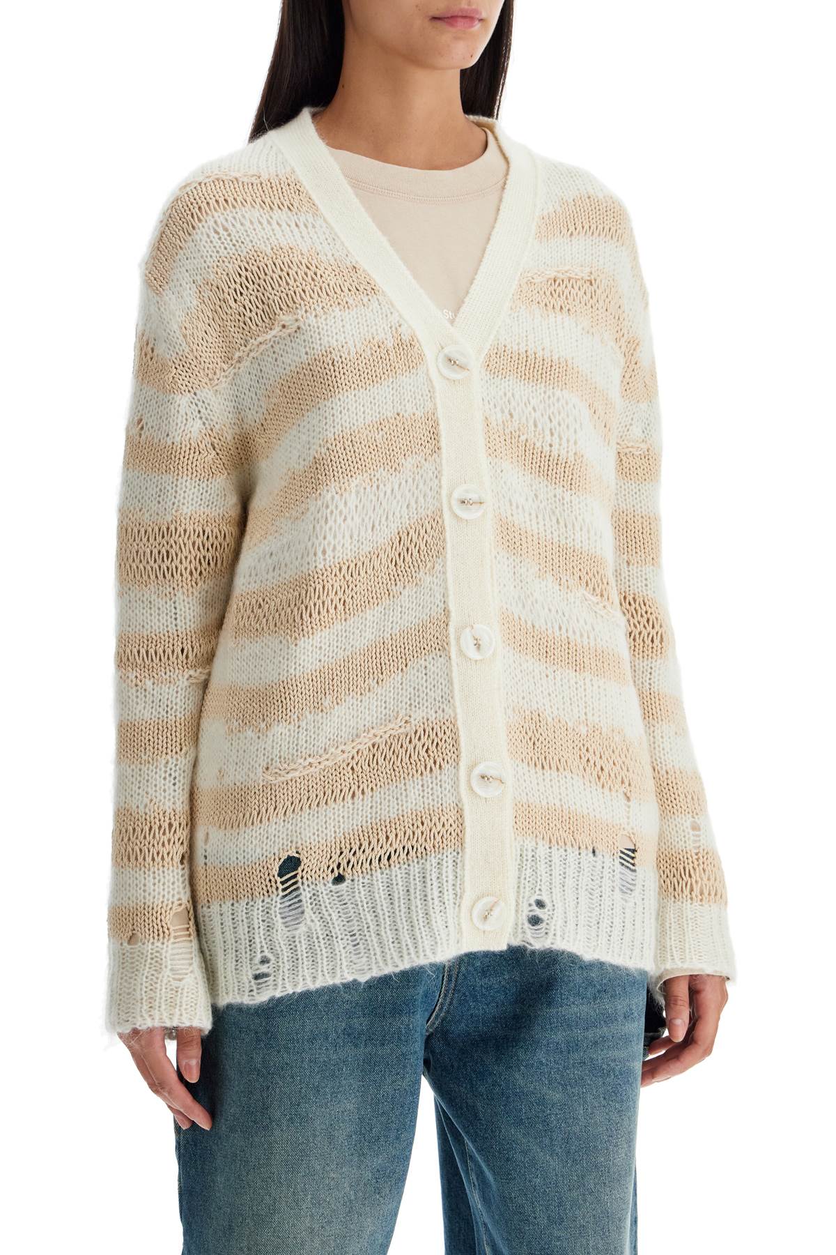 Acne Studios striped distressed cardigan with Knitwear Acne Studios