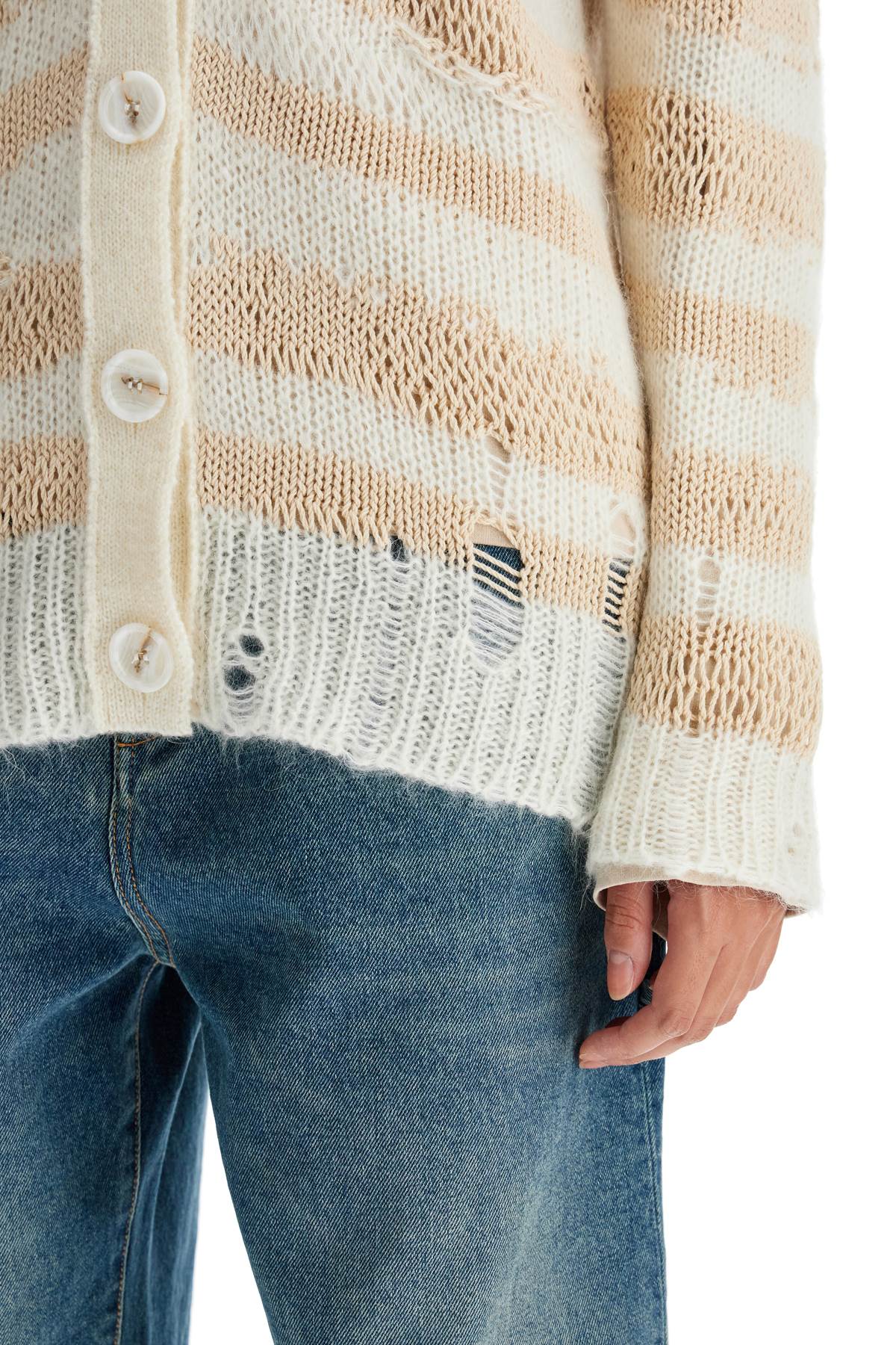 Acne Studios striped distressed cardigan with Knitwear Acne Studios