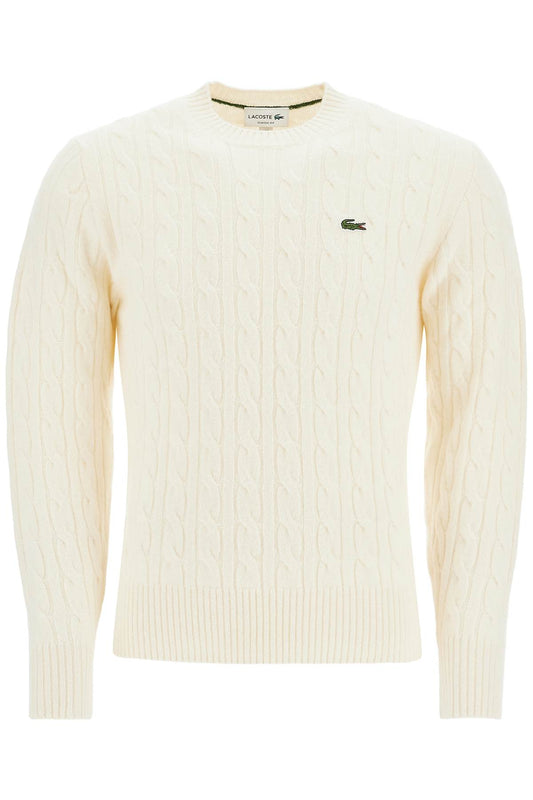 Lacoste classic fit cable knit wool pullover