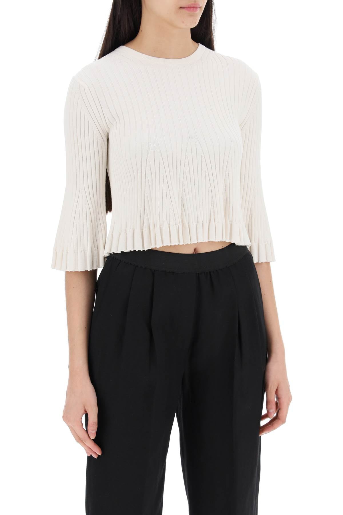 Loulou Studio silk and cotton knit ammi crop top in Topwear Loulou Studio