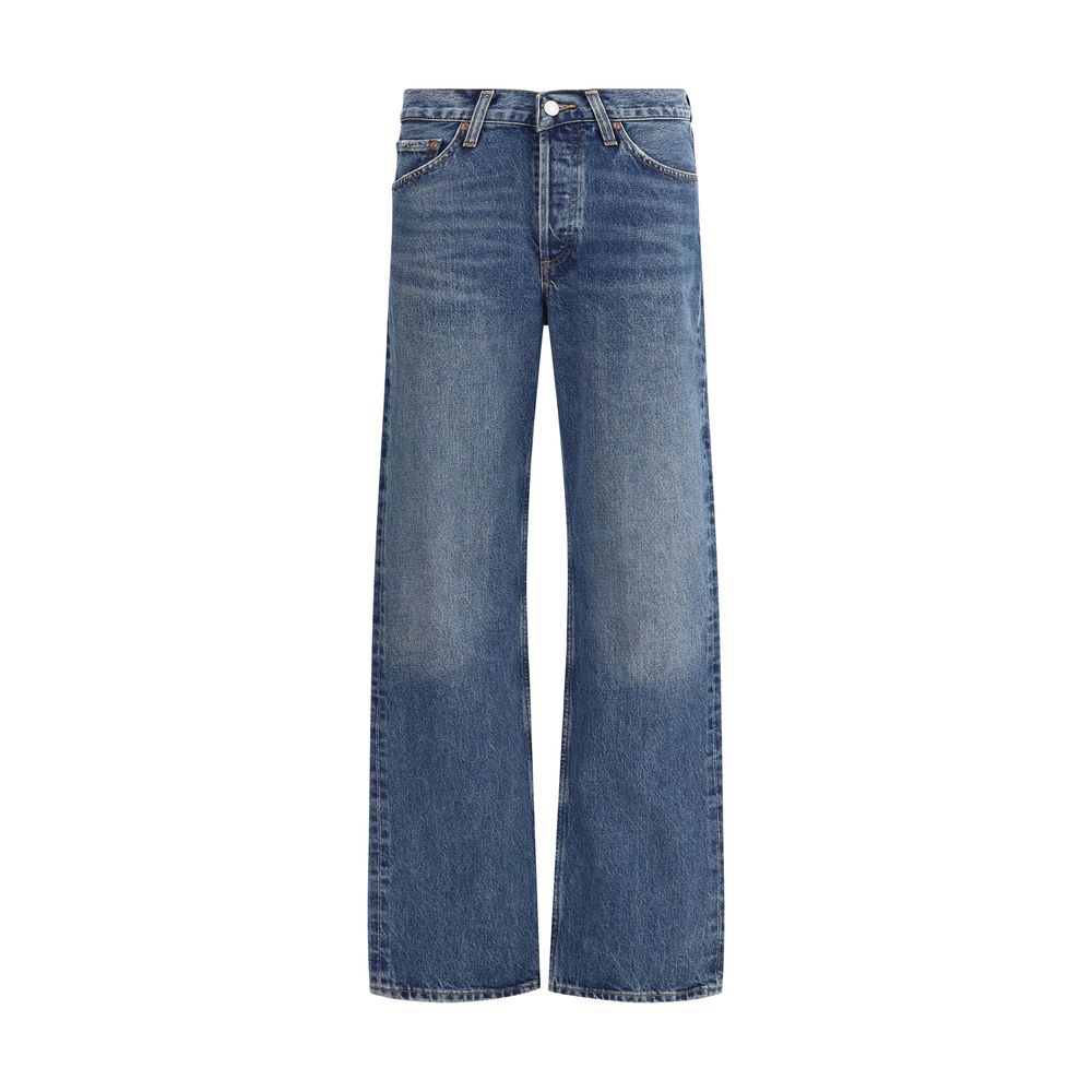Agolde Blue Cotton Straight-Leg Jeans Agolde