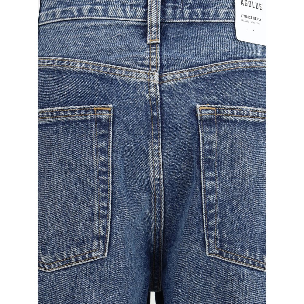 Agolde Blue Cotton Straight-Leg Jeans Agolde