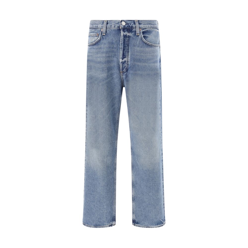 Agolde Light Blue Cotton Straight-Leg Jeans Agolde