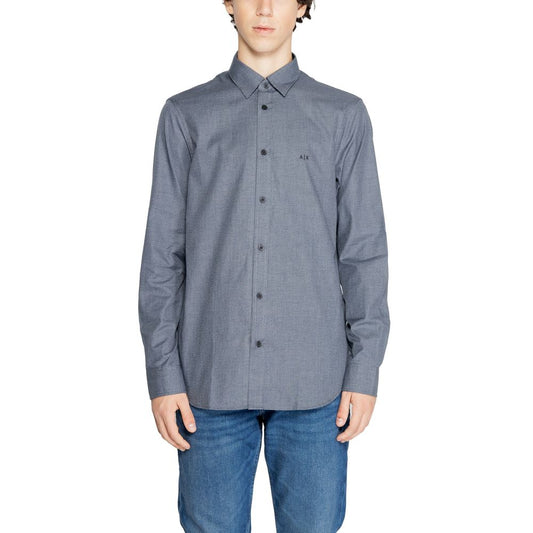 Armani Exchange Blue Cotton Dress Shirt