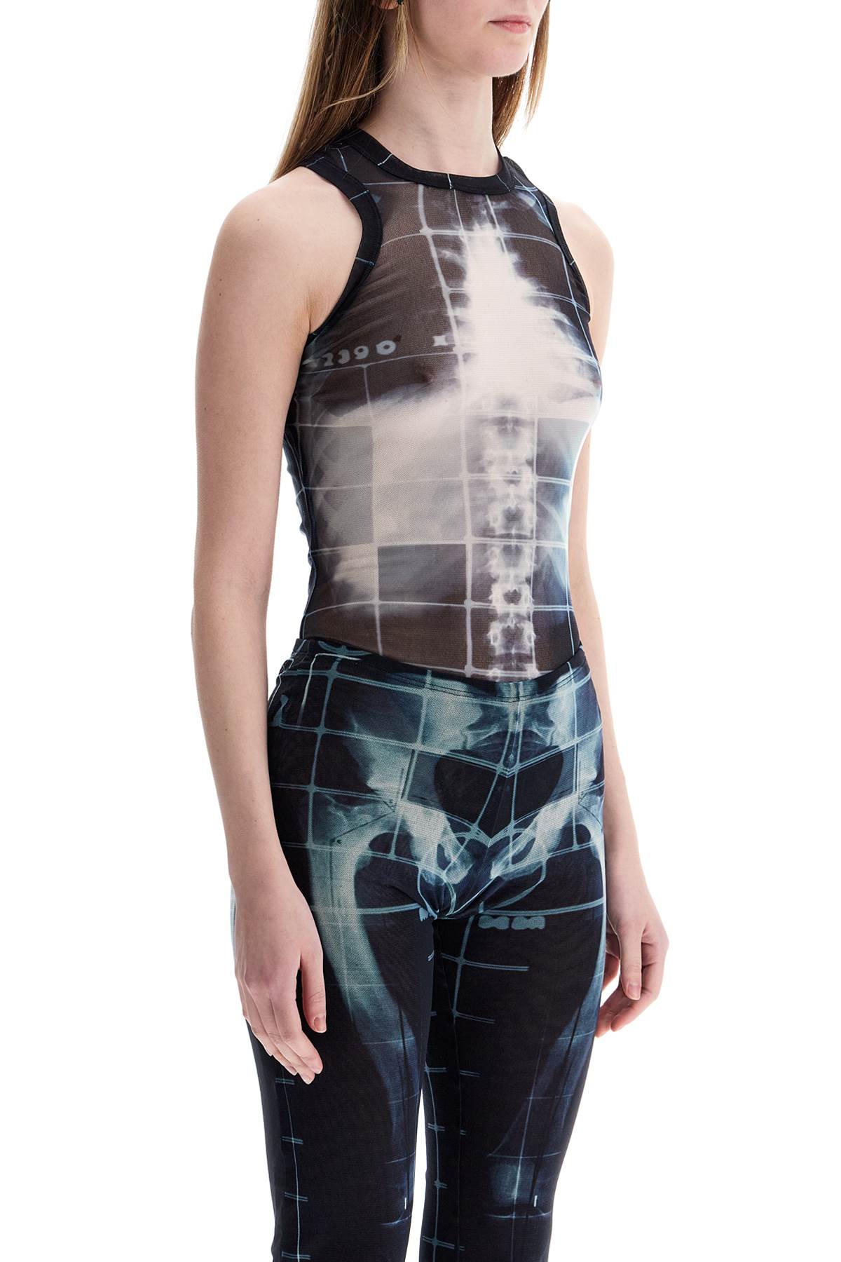 JEAN PAUL GAULTIER body in black polyamide with x-ray print Topwear JEAN PAUL GAULTIER