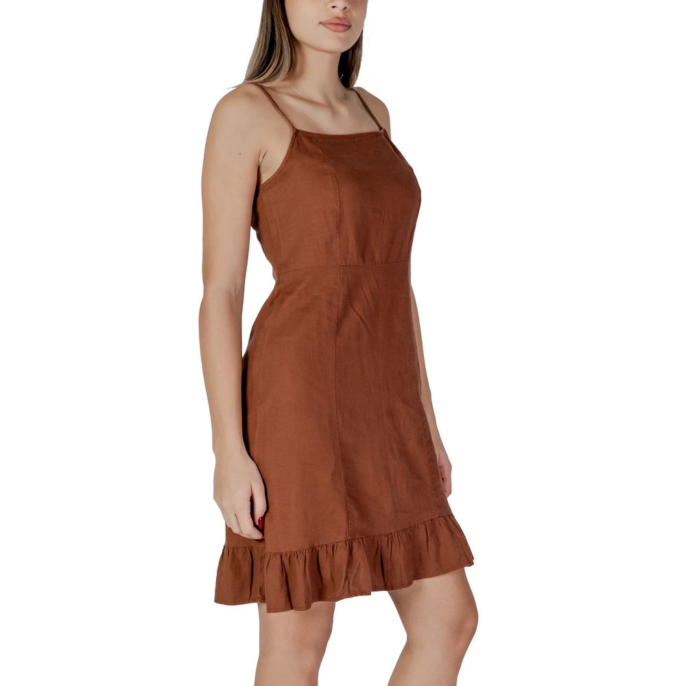 B.Young Brown Linen Midi Dress B.Young