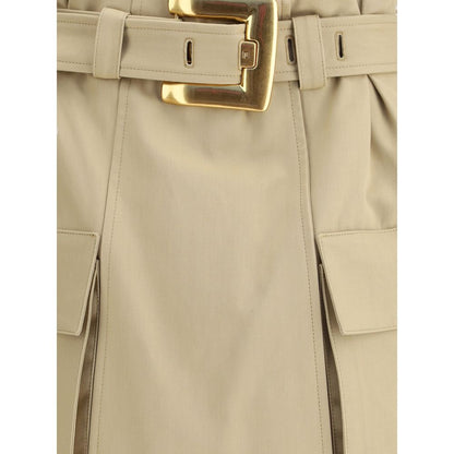 Balmain Beige Cotton Mini Skirt Balmain