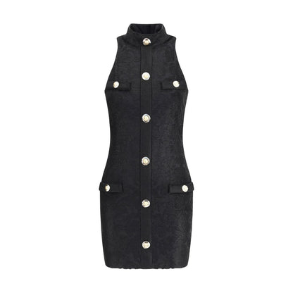 Balmain Black Viscose Cocktail Dress Balmain