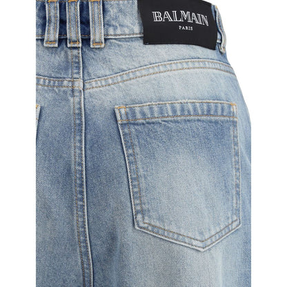 Balmain Blue Cotton Flared Jeans Balmain