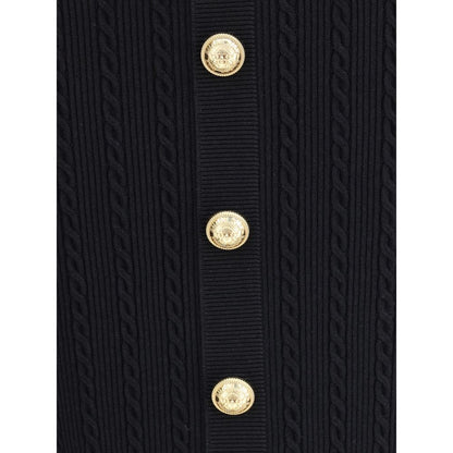 Balmain Gold Viscose Midi Skirt Balmain