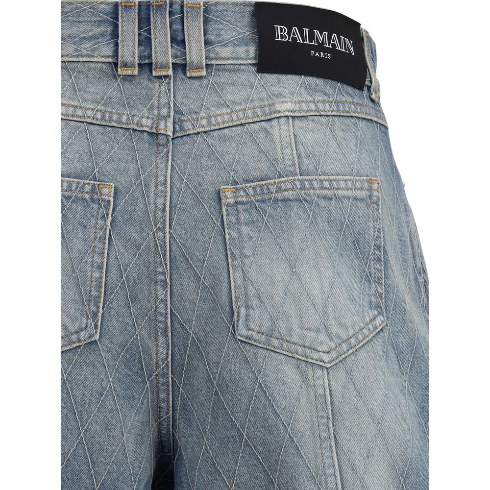 Balmain Light Blue Cotton Bermuda Shorts Balmain