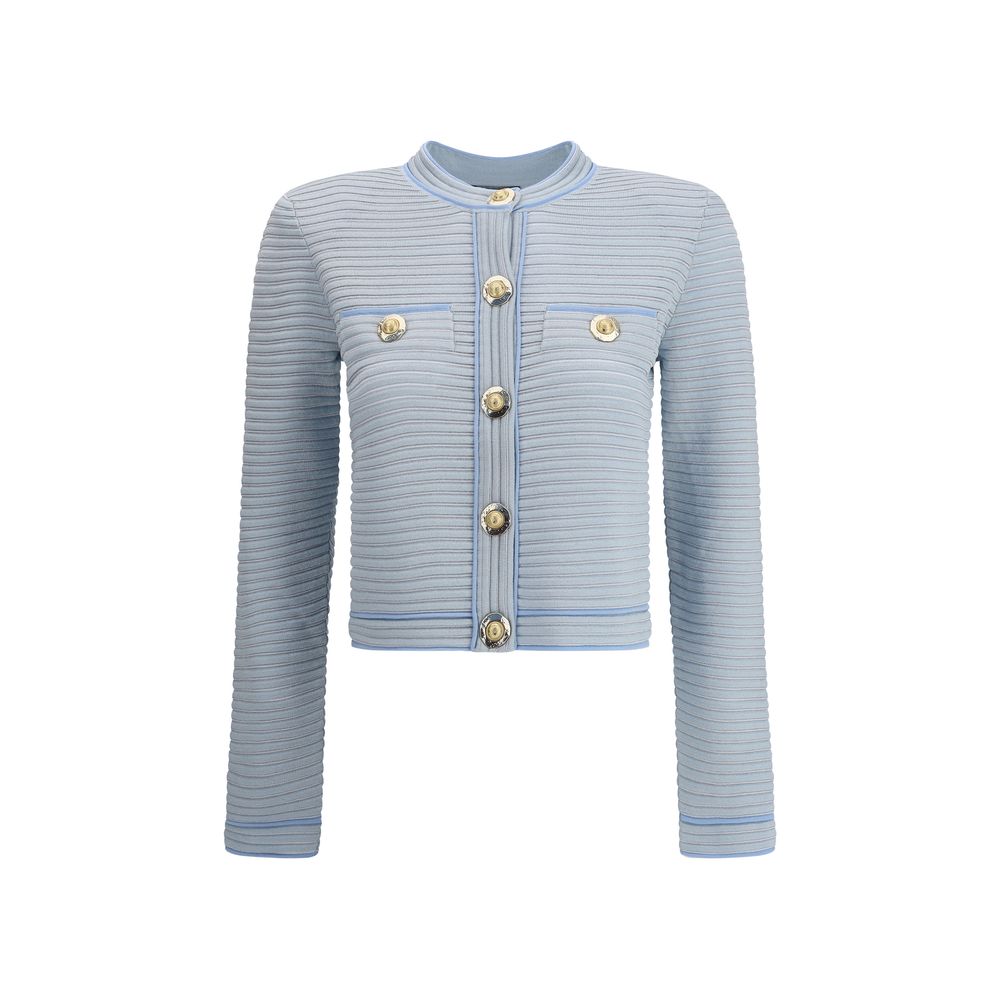 Balmain Light Blue Viscose Cardigan Balmain