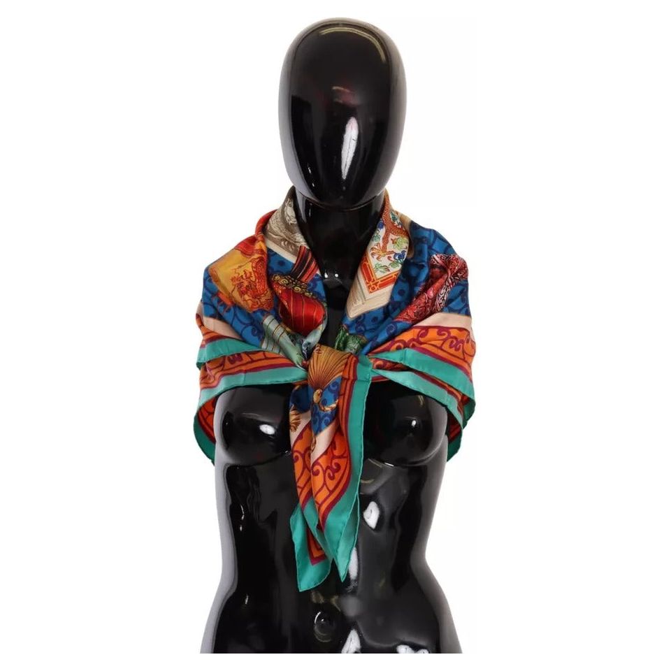 Multicolor Fans Dragon Nylon Shawl Wrap Scarf