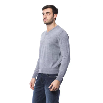 Billionaire Italian Couture Gray Merino Wool Men Sweater