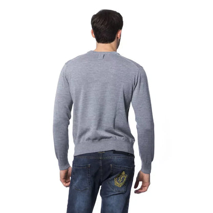 Billionaire Italian Couture Gray Merino Wool Men Sweater