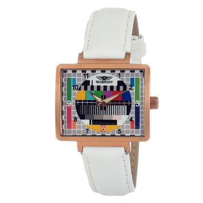 Bobroff White Leather Dress Watch Bobroff