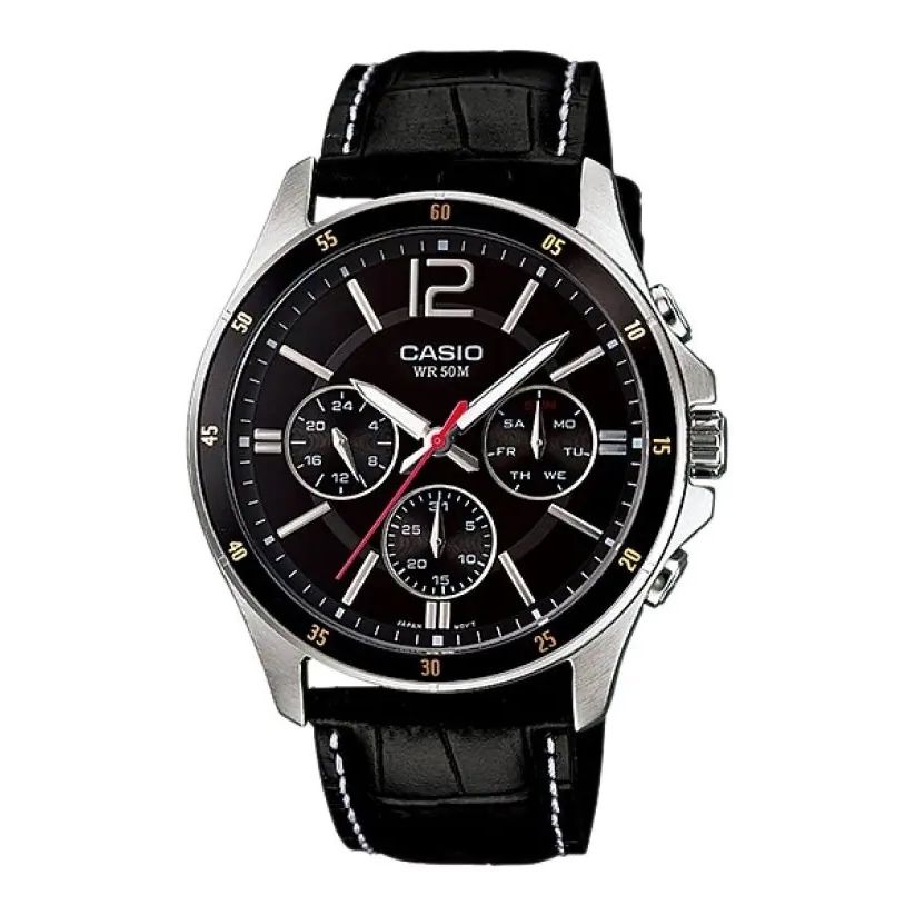 CASIO COLLECTION Mod. MULTIFUNCTION CALENDAR, LEATHER - BLACK