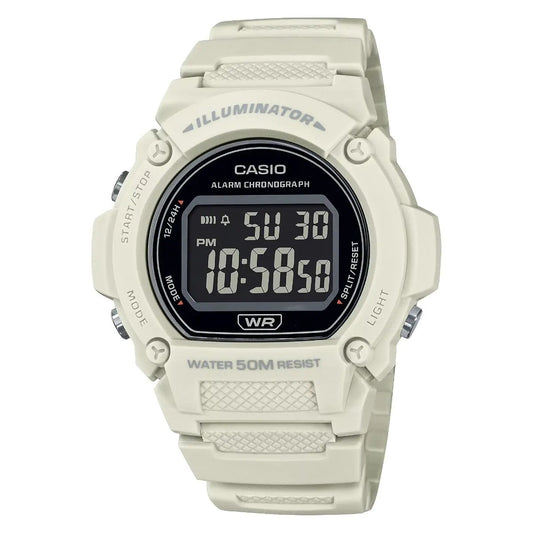 CASIO TIMELESS COLLECTION Mod. SPORT- ILLUMINATOR. WR 50M. ALARM. CHRONOGRAPH - WHITE - COLORED SERIE CASIO COLLECTION & VINTAGE