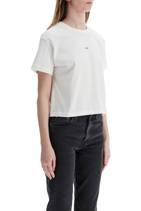 A.P.C. women's organic cotton white boxy cropped t-shirt with micro embroidered logo gots Topwear A.P.C.