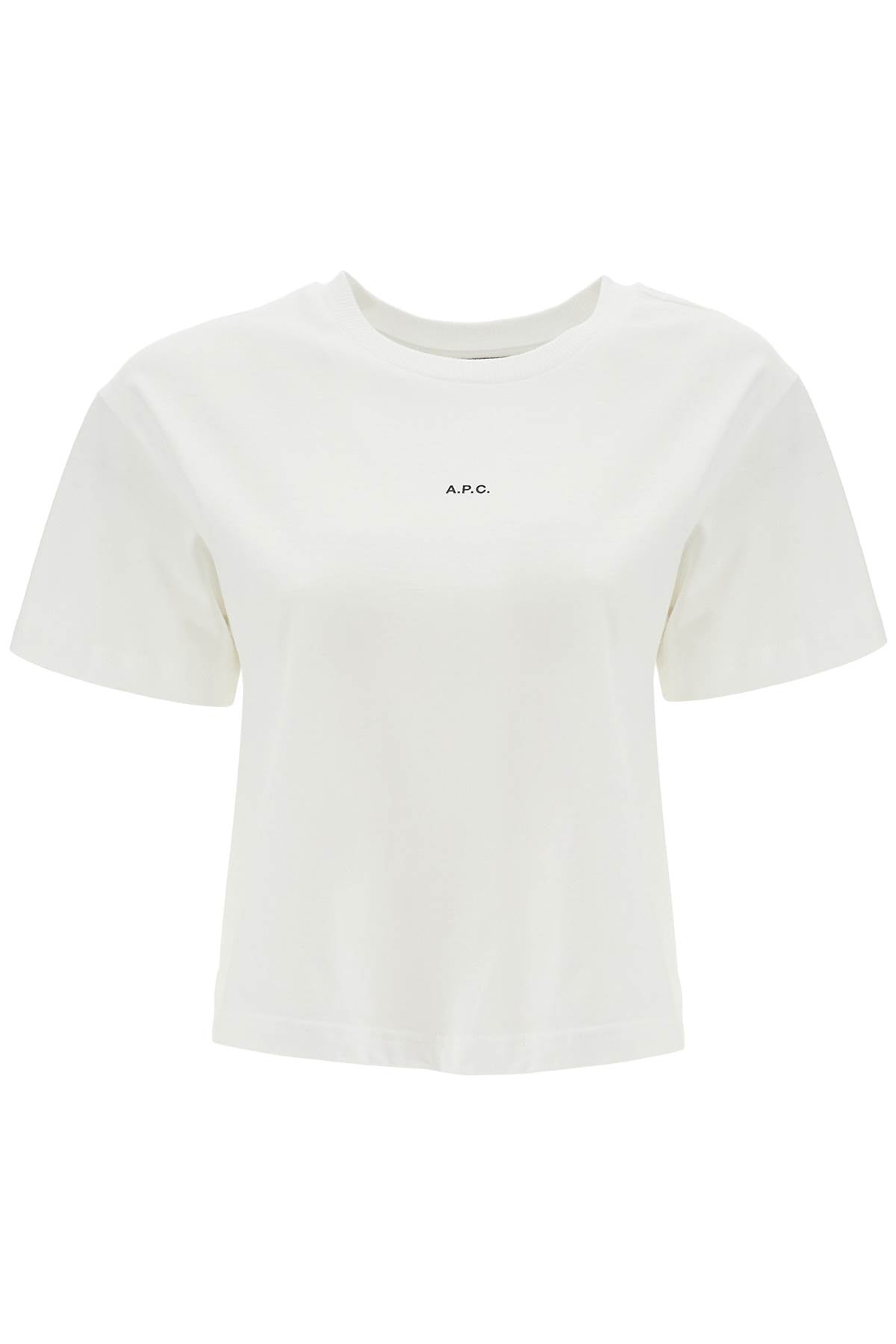 A.P.C. women's organic cotton white boxy cropped t-shirt with micro embroidered logo gots Topwear A.P.C.