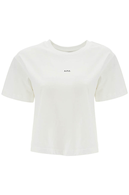 A.P.C. women's organic cotton white boxy cropped t-shirt with micro embroidered logo gots Topwear A.P.C.