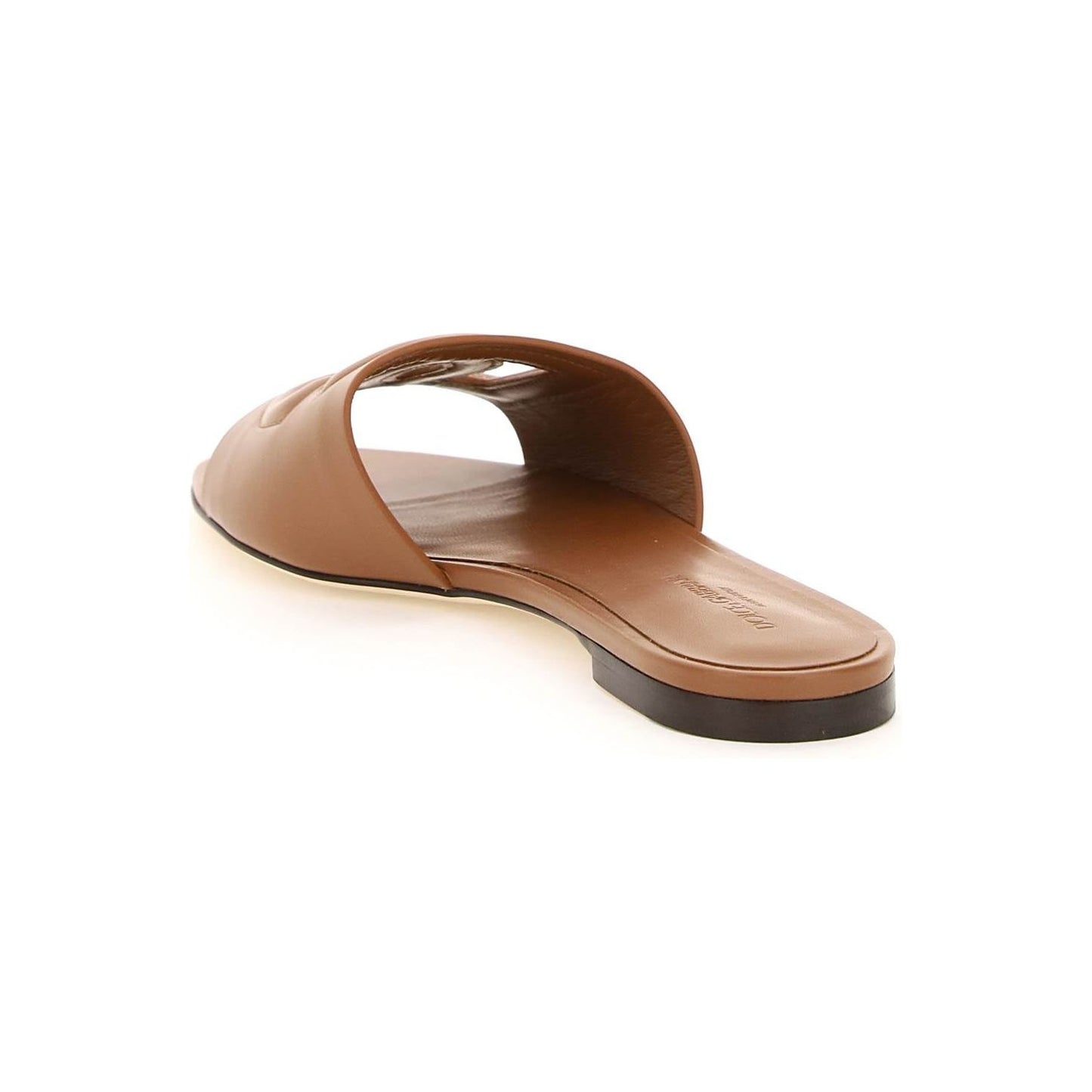 Dolce & Gabbana leather slides with cut-out logo Sandals Dolce & Gabbana