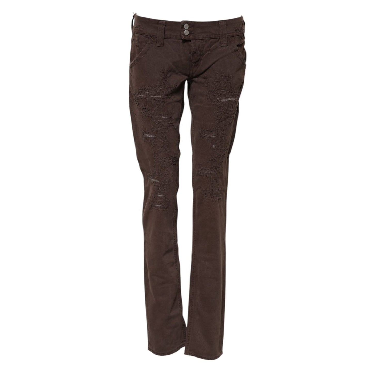 CYCLE Brown Cotton Low Waist Skinny Casual Jeans CYCLE