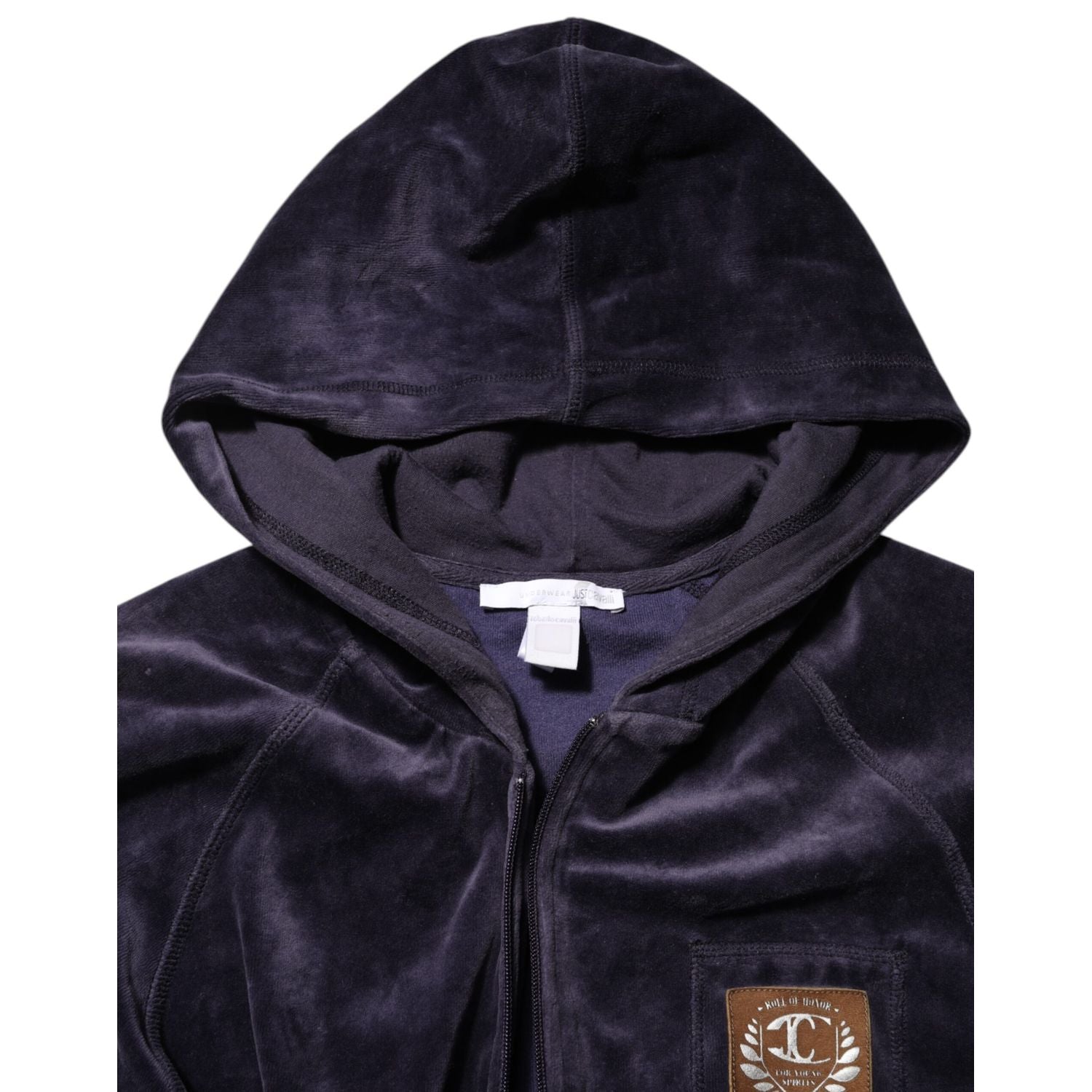 Cavalli Class Purple Cotton Blend Velvet Zip-Up Hoodie Sweatshirt Sweater