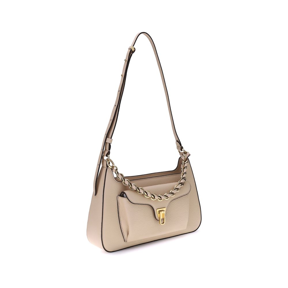 Coccinelle Beige Calf Leather Bos Taurus Shoulder Bag Coccinelle