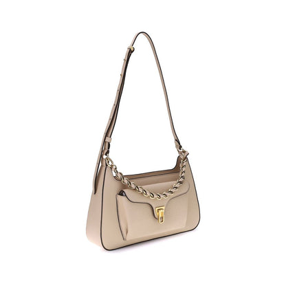 Coccinelle Beige Calf Leather Bos Taurus Shoulder Bag Coccinelle