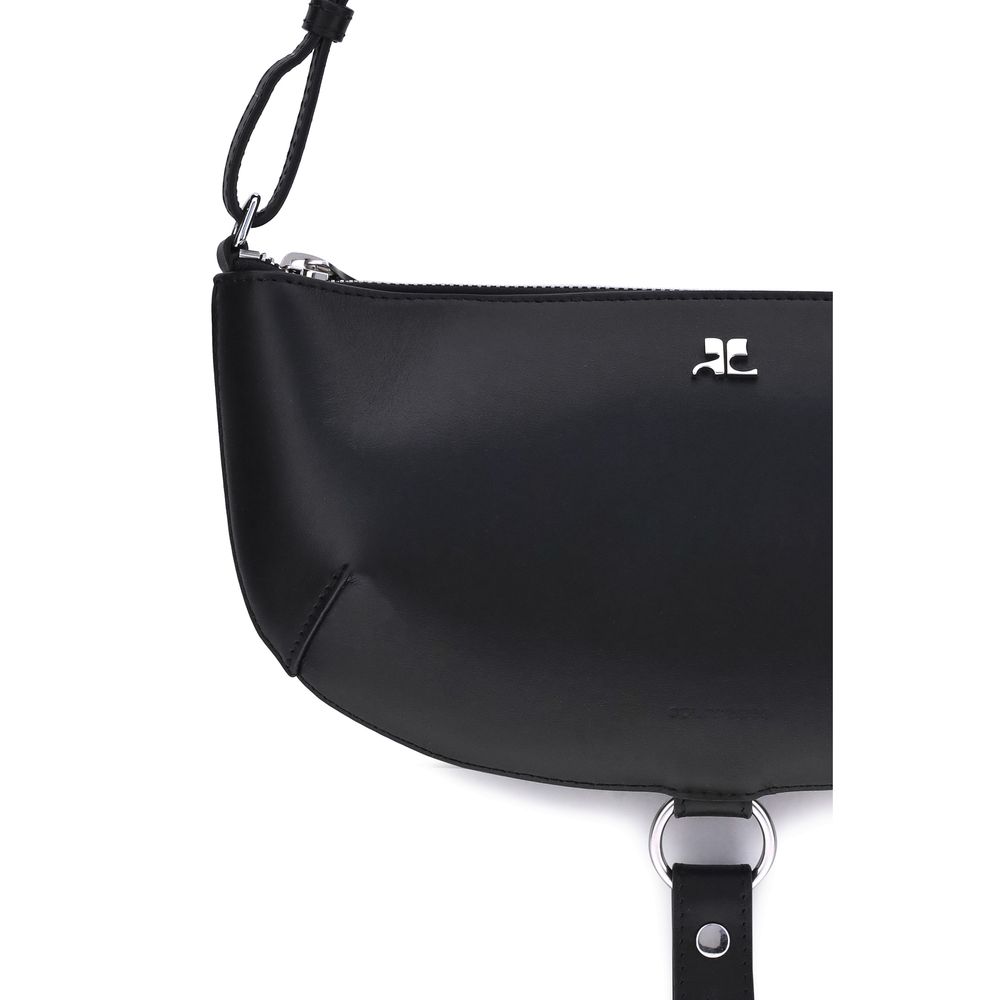 Courrèges Black Calf Leather Bos Taurus Shoulder Bag