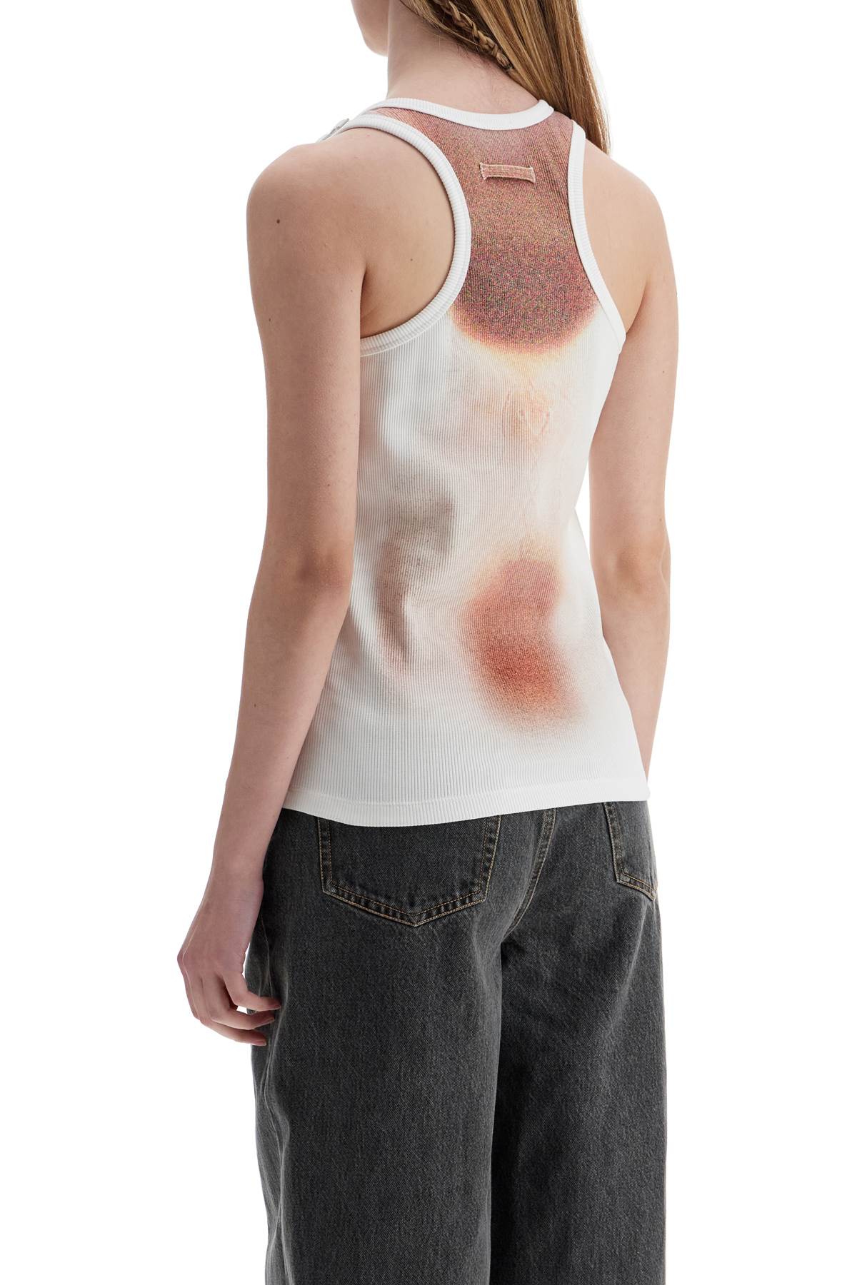 JEAN PAUL GAULTIER white cotton top with leather print le classique Topwear JEAN PAUL GAULTIER