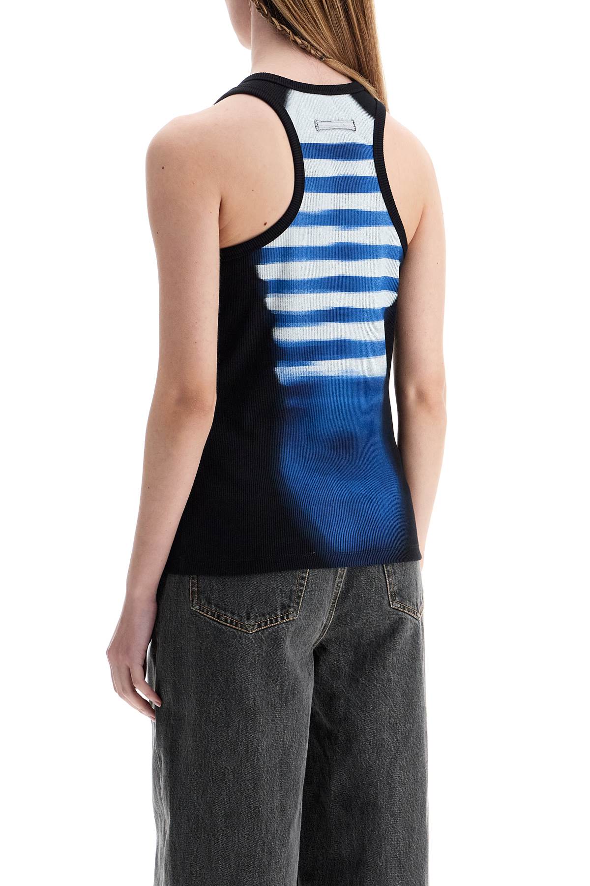 JEAN PAUL GAULTIER sleeveless blue cotton striped top le male with wide neckline Topwear JEAN PAUL GAULTIER