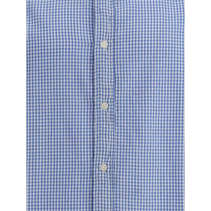 Deperlu Light Blue Cotton Pattern Shirt Deperlu