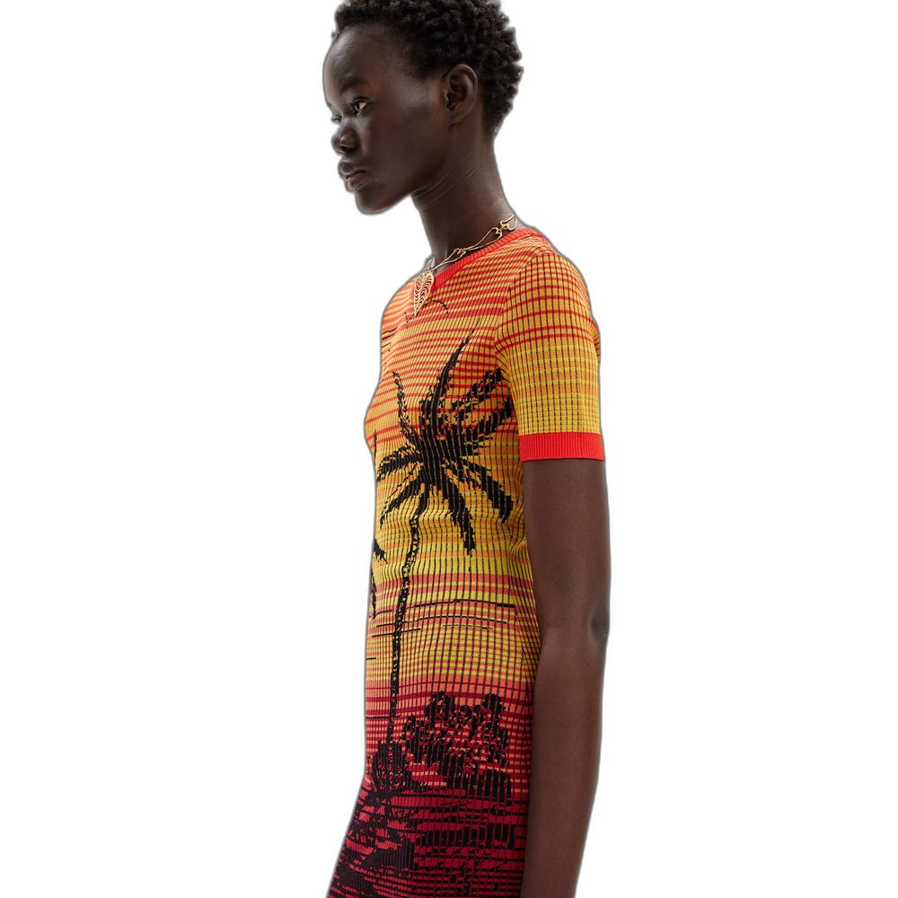 Desigual Red Viscose Midi Dress Desigual