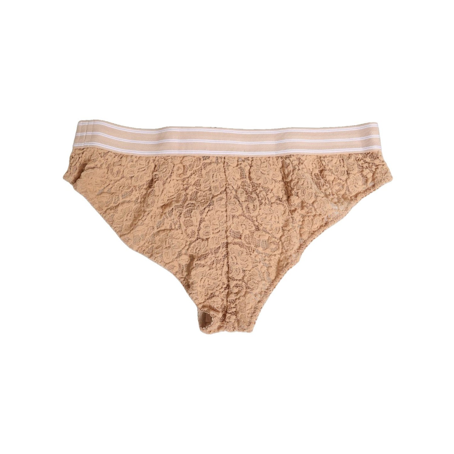 Dolce & Gabbana Beige Lace Nylon High Waist Panty Underwear