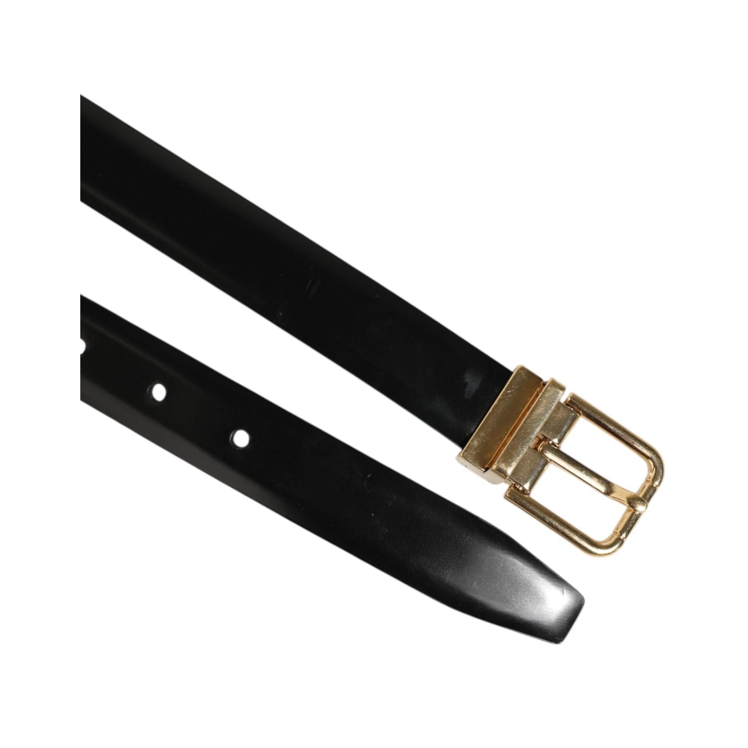 Dolce & Gabbana Black Classic Leather Gold-Tone Buckle Belt