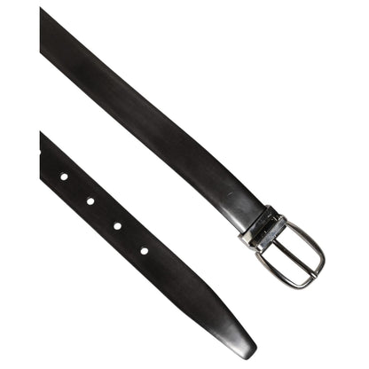 Dolce & Gabbana Black Classic Leather Silver-Tone Buckle Belt