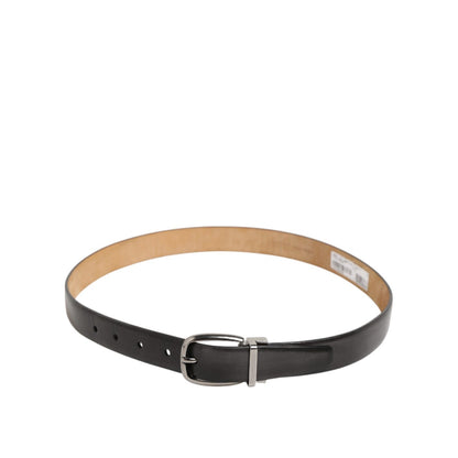 Dolce & Gabbana Black Classic Leather Silver-Tone Buckle Belt