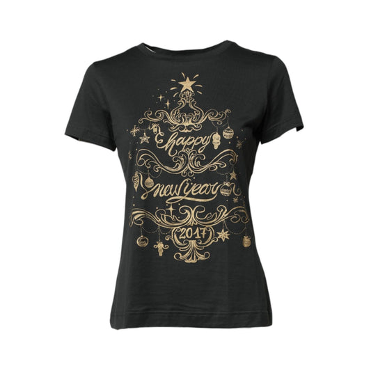 Dolce & Gabbana Black Cotton Round Neck Short Sleeve T-shirt