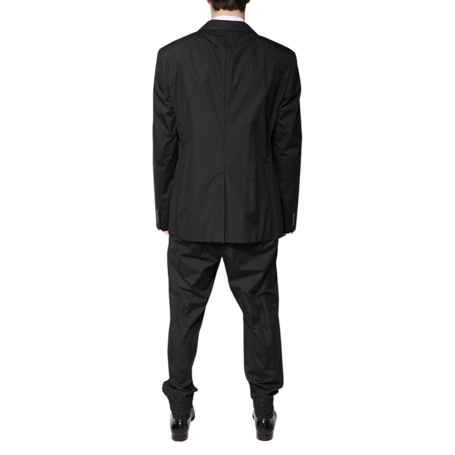 Dolce & Gabbana Black Cotton Single Breasted 2 Piece Suit