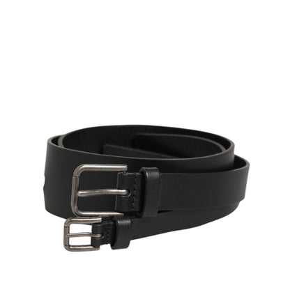 Dolce & Gabbana Black Double Strap Leather Buckle Men Belt