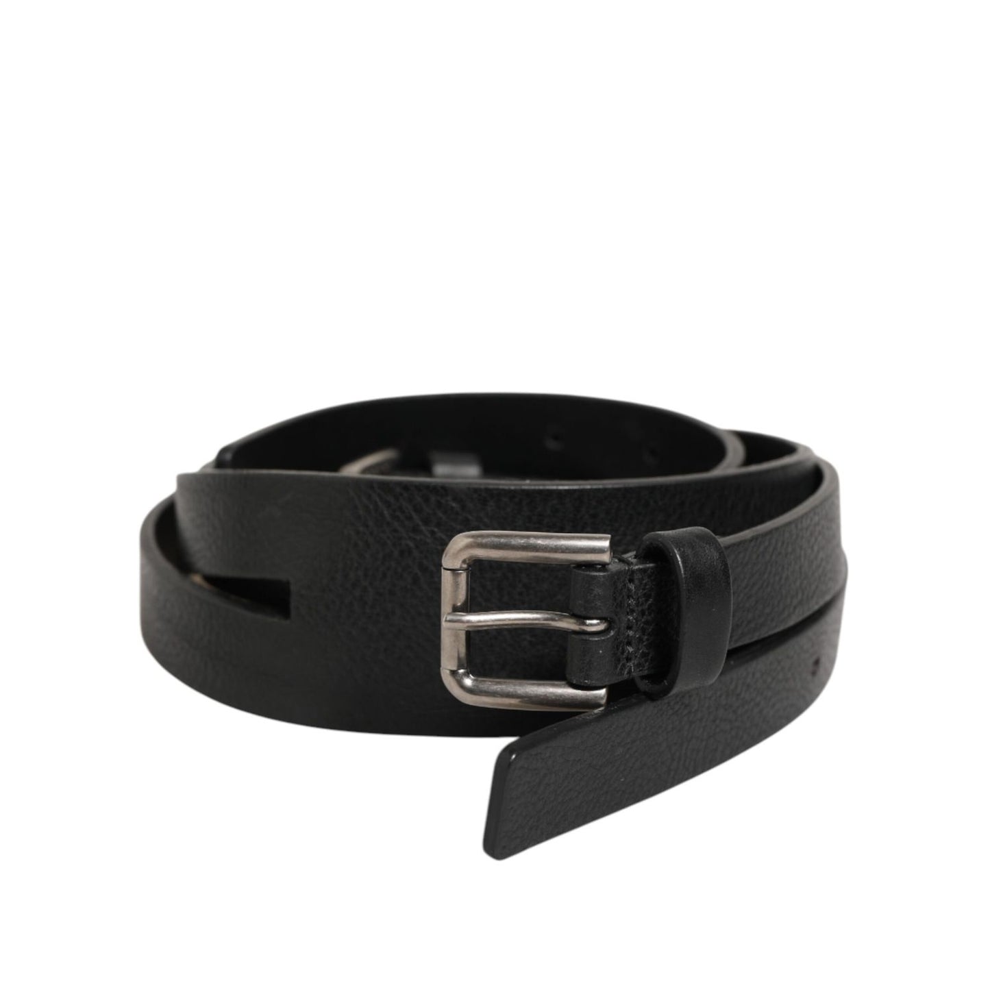Dolce & Gabbana Black Double Strap Leather Gold Buckle Belt