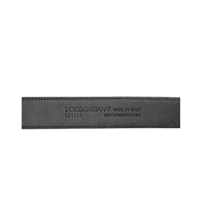 Dolce & Gabbana Black Exotic Leather Metal Logo Buckle Belt