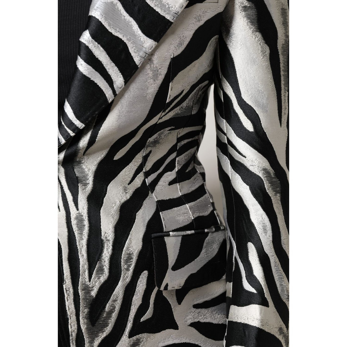 Dolce & Gabbana Black White Polyester Women Blazer Jacket