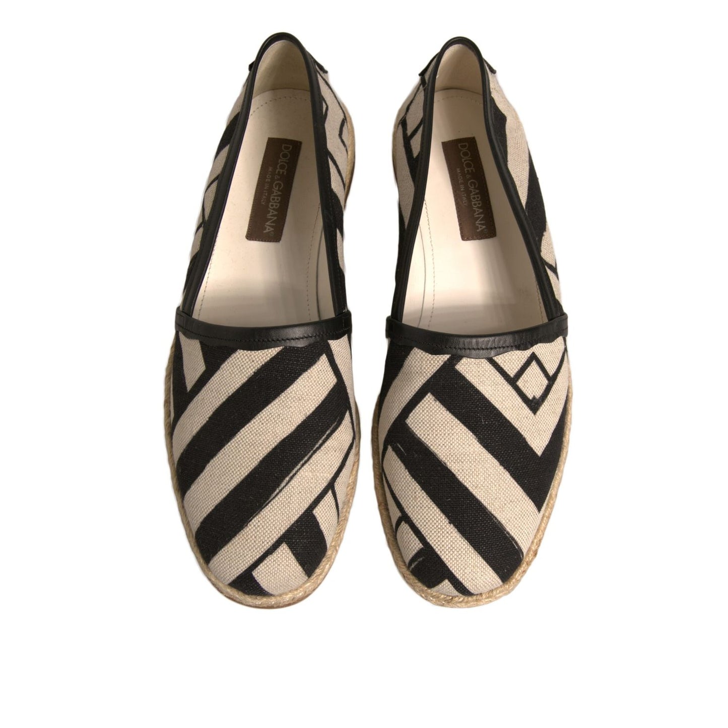 Dolce & Gabbana Black White Stripes Slip On Espadrille Shoes