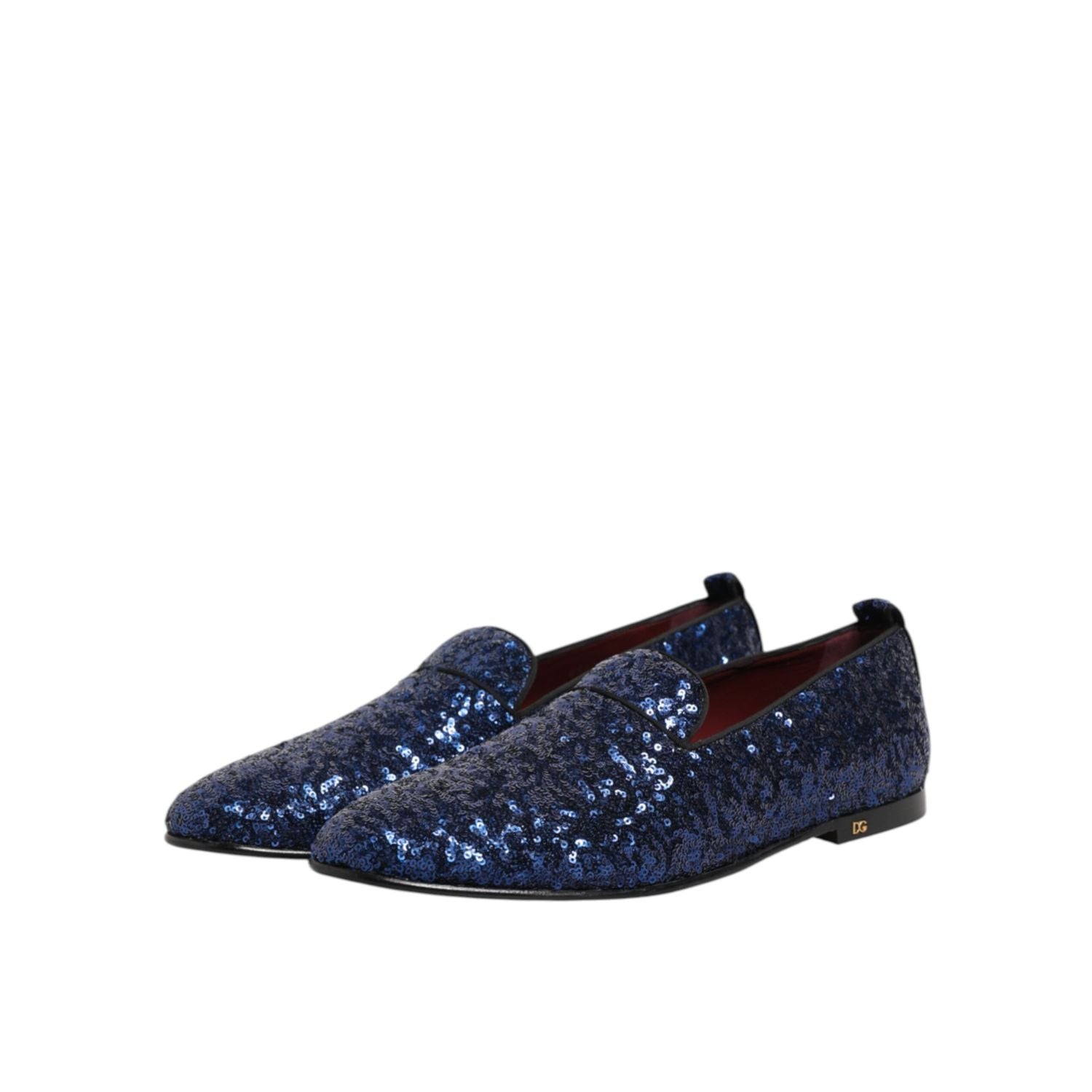 Dolce & Gabbana Blue Sequined Loafers Slippers Men Dress Shoes